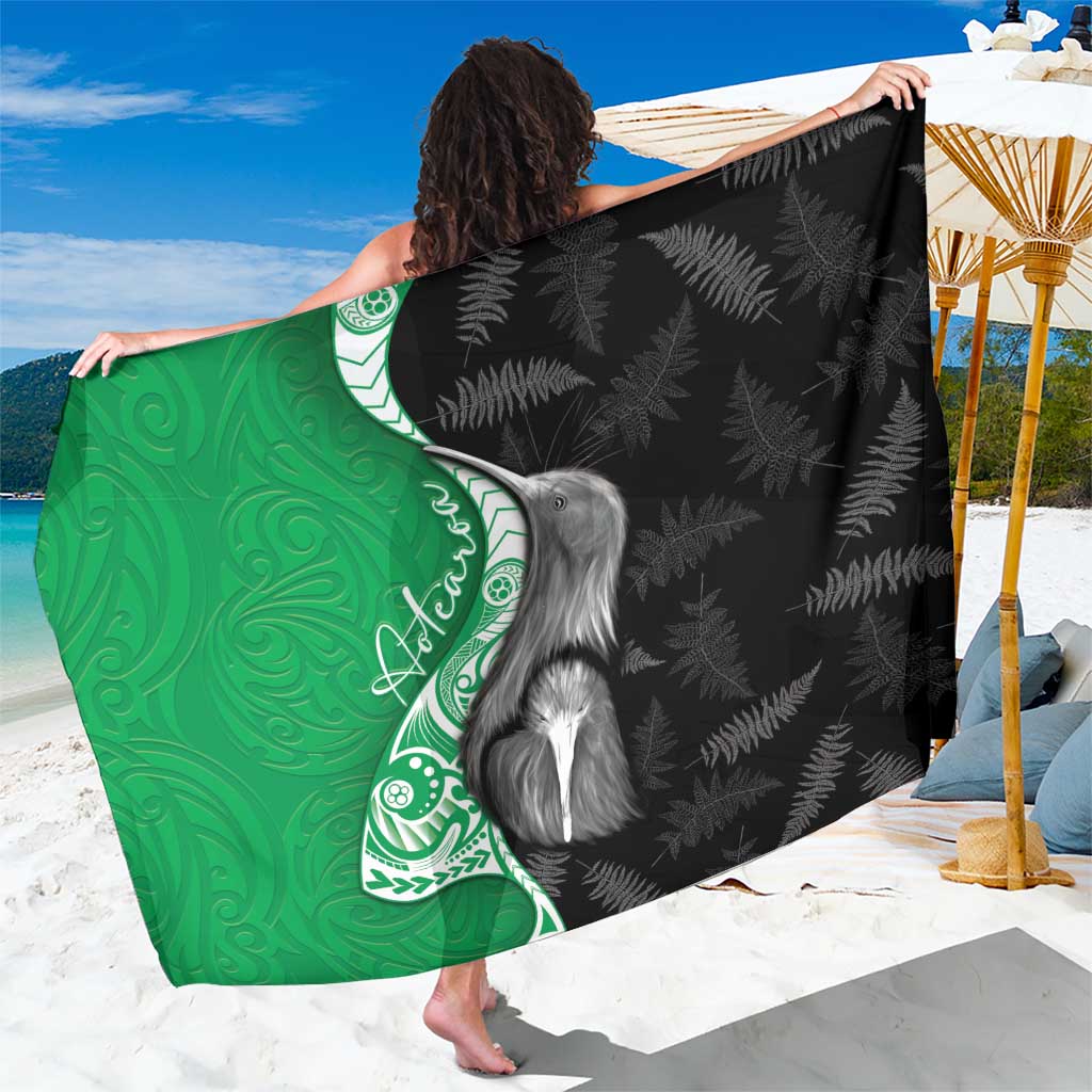New Zealand Aotearoa Sarong Kiwi Fern Maori Pattern Green Version