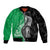 New Zealand Aotearoa Sleeve Zip Bomber Jacket Kiwi Fern Maori Pattern Green Version