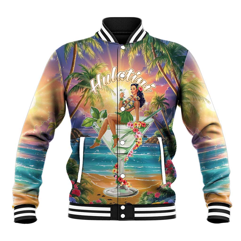 Aloha Hawaii Baseball Jacket Hula Martini Tropical Vibes - Polynesian Pride