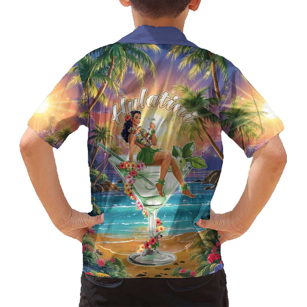 Aloha Hawaii Family Matching Off Shoulder Short Dress and Hawaiian Shirt Hula Martini Tropical Vibes - Polynesian Pride