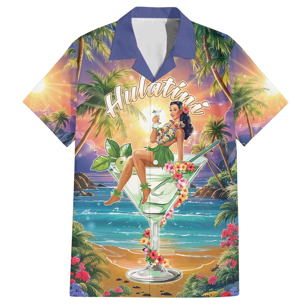 Aloha Hawaii Family Matching Off Shoulder Short Dress and Hawaiian Shirt Hula Martini Tropical Vibes - Polynesian Pride