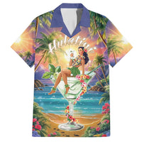 Aloha Hawaii Family Matching Off Shoulder Short Dress and Hawaiian Shirt Hula Martini Tropical Vibes - Polynesian Pride