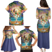 Aloha Hawaii Family Matching Puletasi and Hawaiian Shirt Hula Martini Tropical Vibes - Polynesian Pride