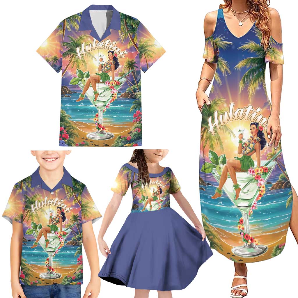 Aloha Hawaii Family Matching Summer Maxi Dress and Hawaiian Shirt Hula Martini Tropical Vibes - Polynesian Pride