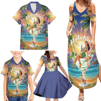 Aloha Hawaii Family Matching Summer Maxi Dress and Hawaiian Shirt Hula Martini Tropical Vibes - Polynesian Pride