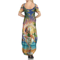 Aloha Hawaii Family Matching Summer Maxi Dress and Hawaiian Shirt Hula Martini Tropical Vibes - Polynesian Pride