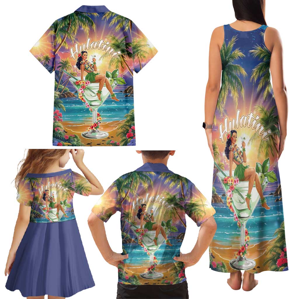 Aloha Hawaii Family Matching Tank Maxi Dress and Hawaiian Shirt Hula Martini Tropical Vibes - Polynesian Pride
