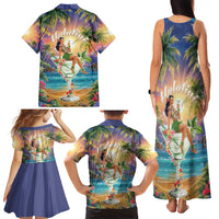 Aloha Hawaii Family Matching Tank Maxi Dress and Hawaiian Shirt Hula Martini Tropical Vibes - Polynesian Pride