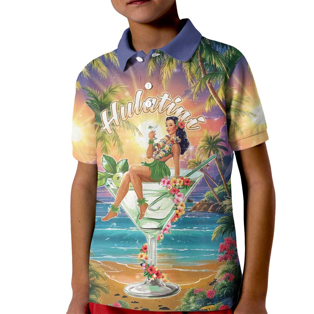 Aloha Hawaii Kid Polo Shirt Hula Martini Tropical Vibes - Polynesian Pride