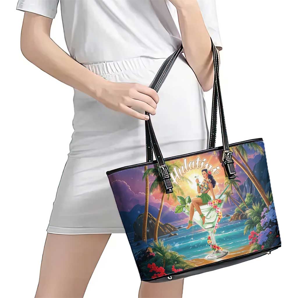 Aloha Hawaii Leather Tote Bag Hula Martini Tropical Vibes - Polynesian Pride