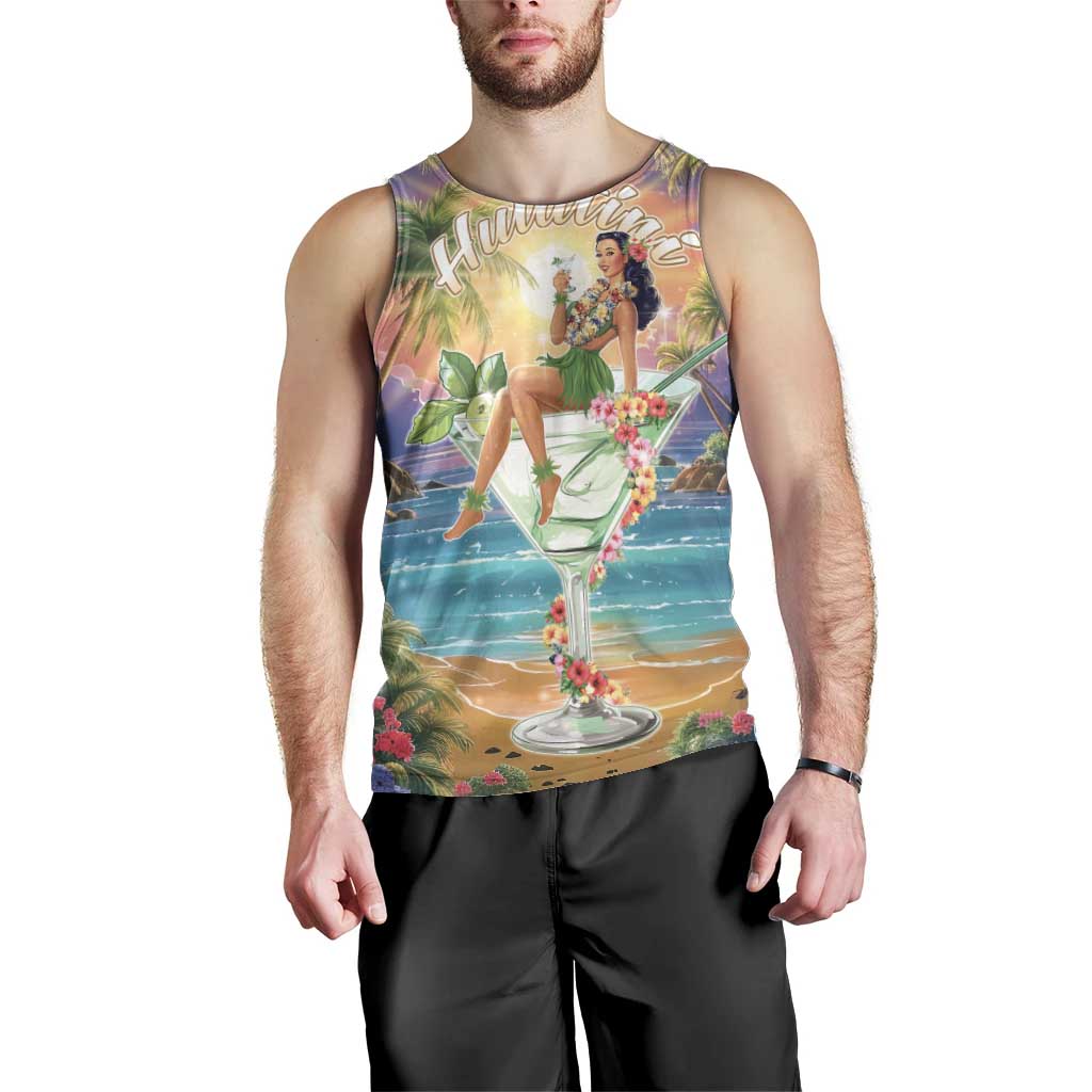 Aloha Hawaii Men Tank Top Hula Martini Tropical Vibes - Polynesian Pride