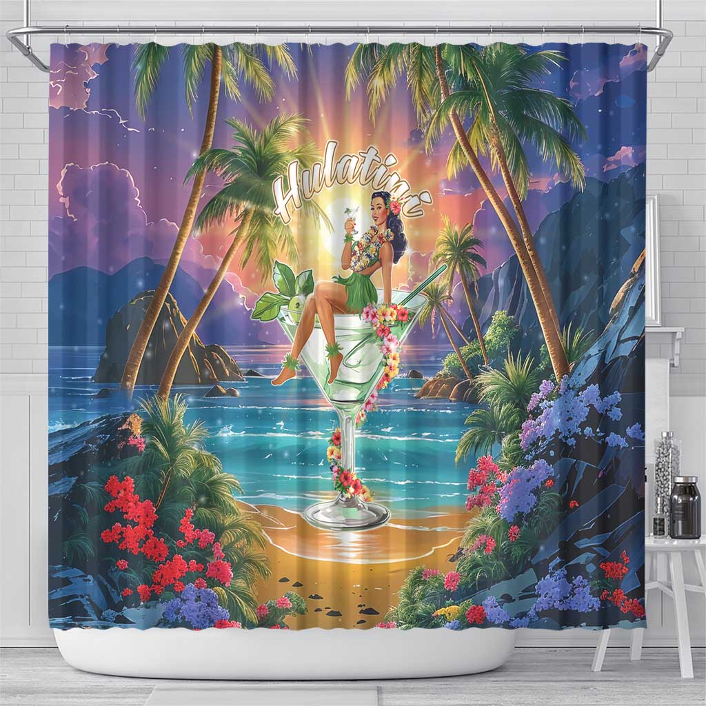 Aloha Hawaii Shower Curtain Hula Martini Tropical Vibes - Polynesian Pride