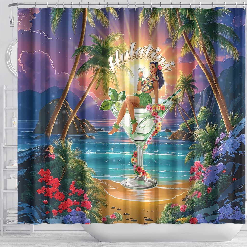 Aloha Hawaii Shower Curtain Hula Martini Tropical Vibes - Polynesian Pride