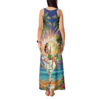 Aloha Hawaii Tank Maxi Dress Hula Martini Tropical Vibes - Polynesian Pride