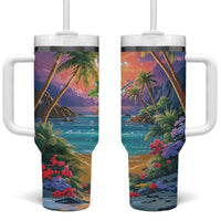 Aloha Hawaii Tumbler With Handle Hula Martini Tropical Vibes - Polynesian Pride