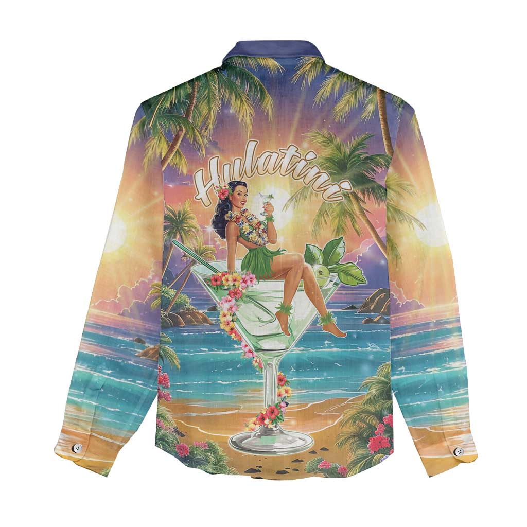 Aloha Hawaii Women Casual Shirt Hula Martini Tropical Vibes - Polynesian Pride