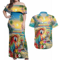 Hawaii Parrot Couples Matching Off Shoulder Maxi Dress and Hawaiian Shirt Im Not Waiting Till 5 Oclock