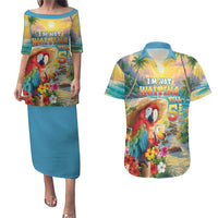 Hawaii Parrot Couples Matching Puletasi and Hawaiian Shirt Im Not Waiting Till 5 Oclock