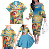 Hawaii Parrot Family Matching Off The Shoulder Long Sleeve Dress and Hawaiian Shirt Im Not Waiting Till 5 Oclock - Polynesian Pride