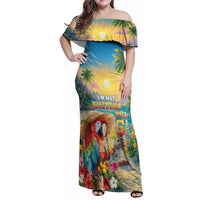 Hawaii Parrot Family Matching Off Shoulder Maxi Dress and Hawaiian Shirt Im Not Waiting Till 5 Oclock LT05 Mom's Dress Colorful - Polynesian Pride