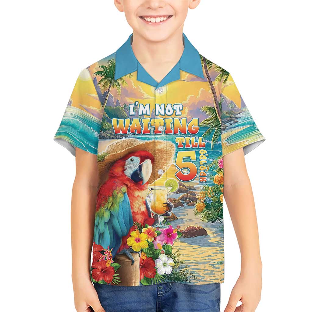 Hawaii Parrot Family Matching Off Shoulder Maxi Dress and Hawaiian Shirt Im Not Waiting Till 5 Oclock LT05 Son's Shirt Colorful - Polynesian Pride