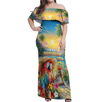 Hawaii Parrot Off Shoulder Maxi Dress Im Not Waiting Till 5 Oclock - Polynesian Pride