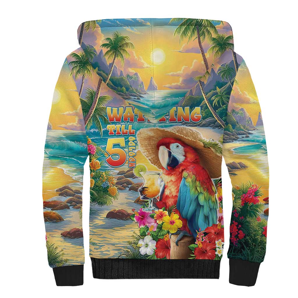Hawaii Parrot Sherpa Hoodie Im Not Waiting Till 5 Oclock - Polynesian Pride