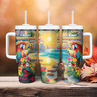 Hawaii Parrot Tumbler With Handle Im Not Waiting Till 5 Oclock - Polynesian Pride
