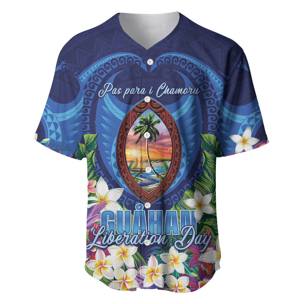 Guam Liberation Day Baseball Jersey Pas Para I Chamoru LT05 Navy - Polynesian Pride