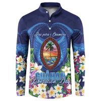 Guam Liberation Day Button Sweatshirt Pas Para I Chamoru LT05 Navy - Polynesian Pride