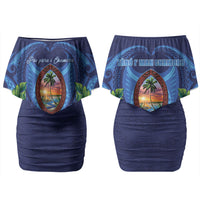 Guam Liberation Day Couples Matching Off Shoulder Short Dress and Hawaiian Shirt Pas Para I Chamoru LT05 - Polynesian Pride