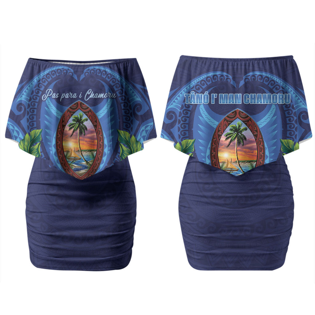 Guam Liberation Day Couples Matching Off Shoulder Short Dress and Long Sleeve Button Shirt Pas Para I Chamoru LT05 - Polynesian Pride