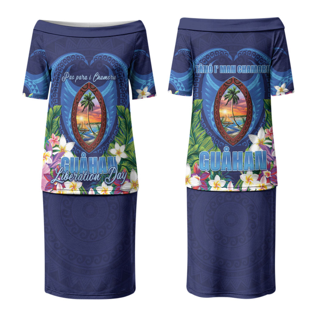 Guam Liberation Day Couples Matching Puletasi and Long Sleeve Button Shirt Pas Para I Chamoru LT05 - Polynesian Pride