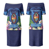 Guam Liberation Day Couples Matching Puletasi and Long Sleeve Button Shirt Pas Para I Chamoru LT05 - Polynesian Pride