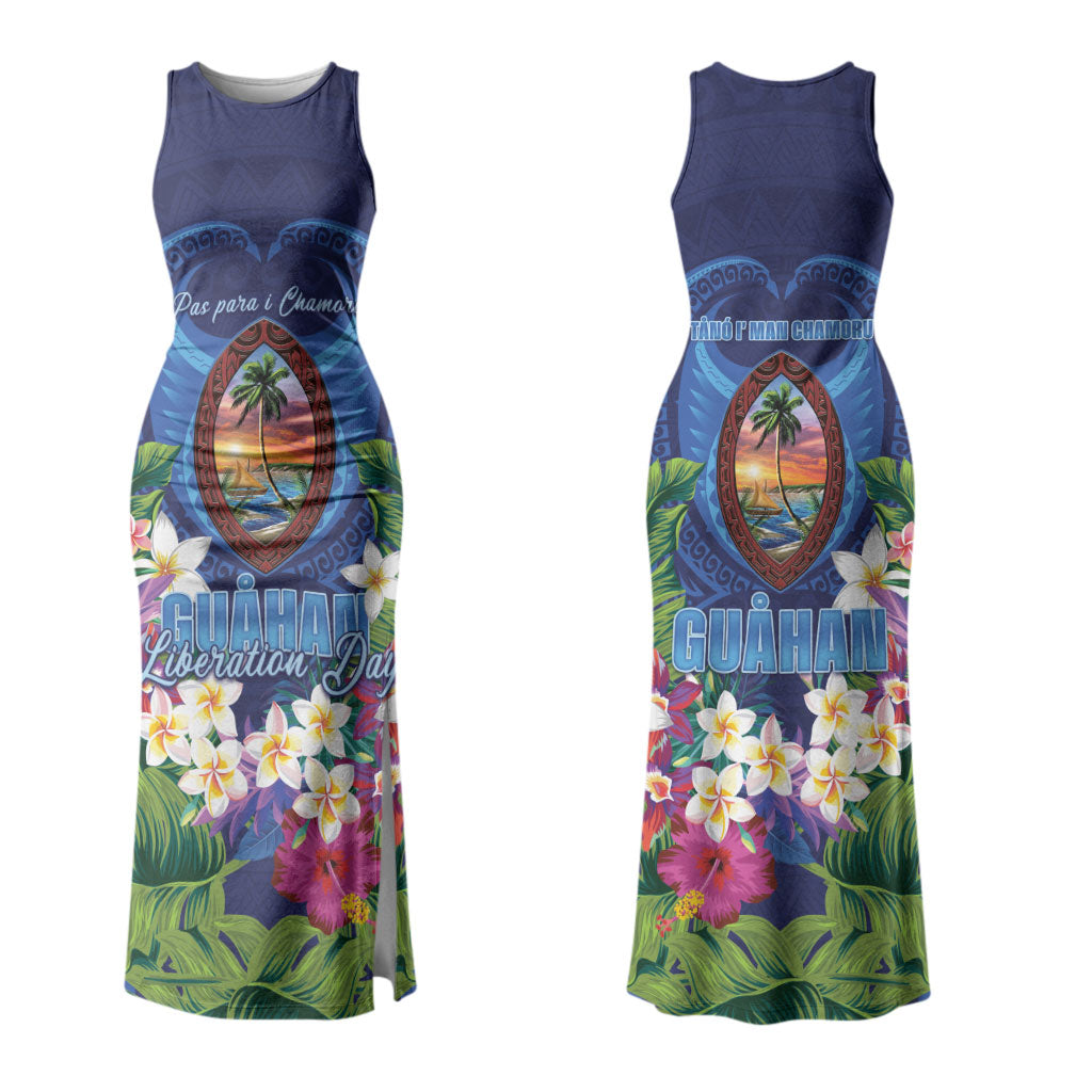 Guam Liberation Day Couples Matching Tank Maxi Dress and Long Sleeve Button Shirt Pas Para I Chamoru LT05 - Polynesian Pride