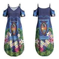 Guam Liberation Day Family Matching Summer Maxi Dress and Hawaiian Shirt Pas Para I Chamoru LT05 Mom's Dress Navy - Polynesian Pride