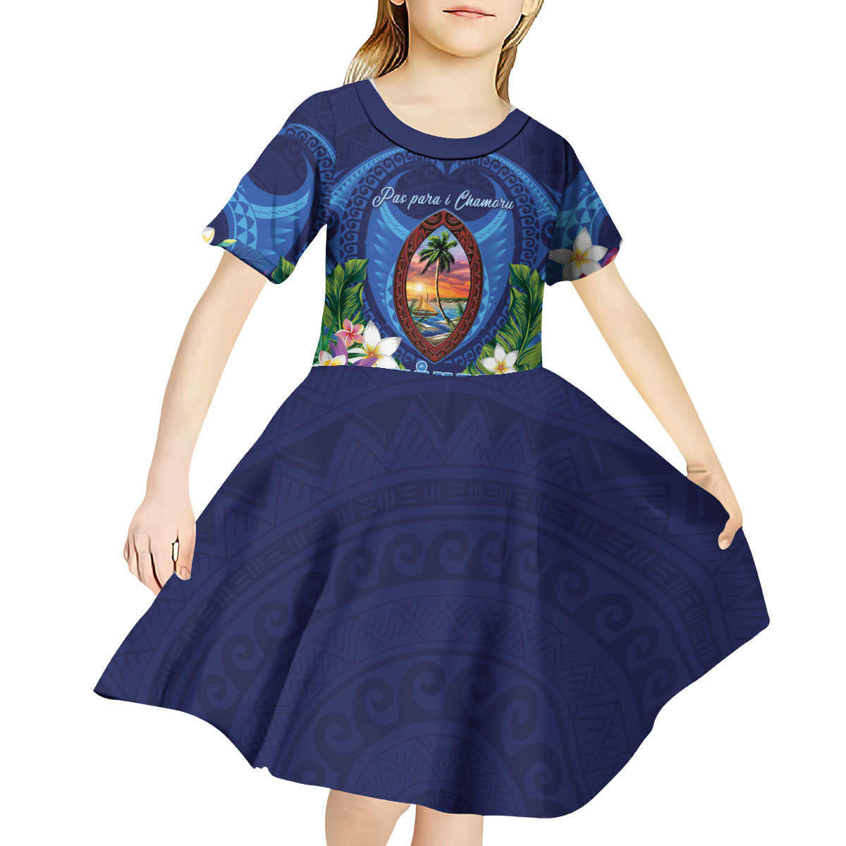 Guam Liberation Day Kid Short Sleeve Dress Pas Para I Chamoru LT05 - Polynesian Pride