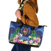 Guam Liberation Day Leather Tote Bag Pas Para I Chamoru LT05 Navy - Polynesian Pride