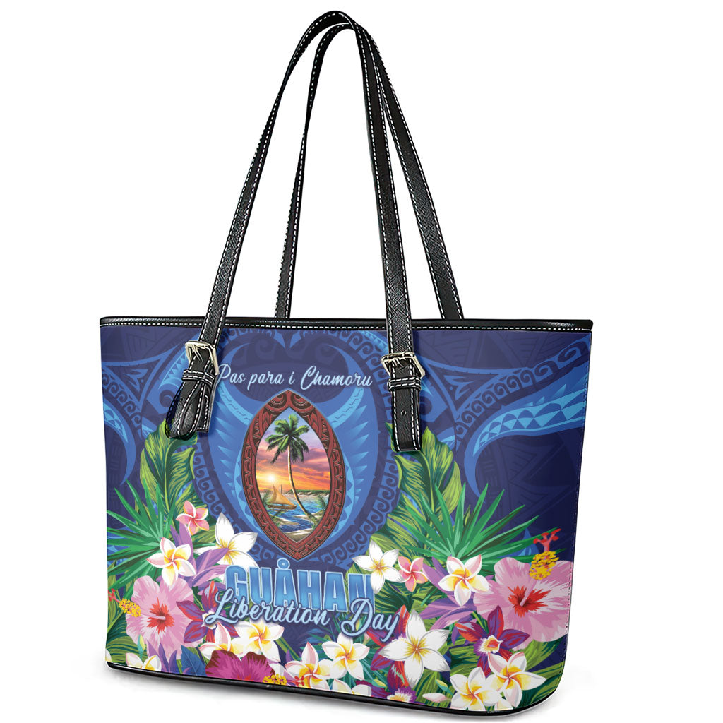 Guam Liberation Day Leather Tote Bag Pas Para I Chamoru LT05 - Polynesian Pride