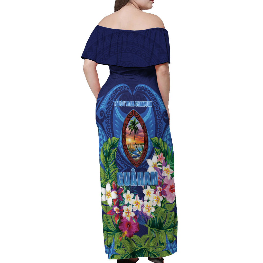 Guam Liberation Day Off Shoulder Maxi Dress Pas Para I Chamoru LT05 - Polynesian Pride
