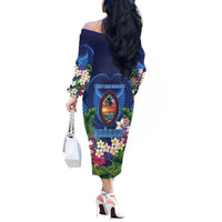Guam Liberation Day Off The Shoulder Long Sleeve Dress Pas Para I Chamoru LT05 - Polynesian Pride