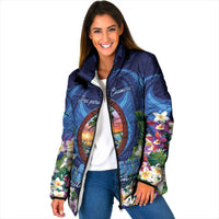 Guam Liberation Day Padded Jacket Pas Para I Chamoru LT05 Women Navy - Polynesian Pride