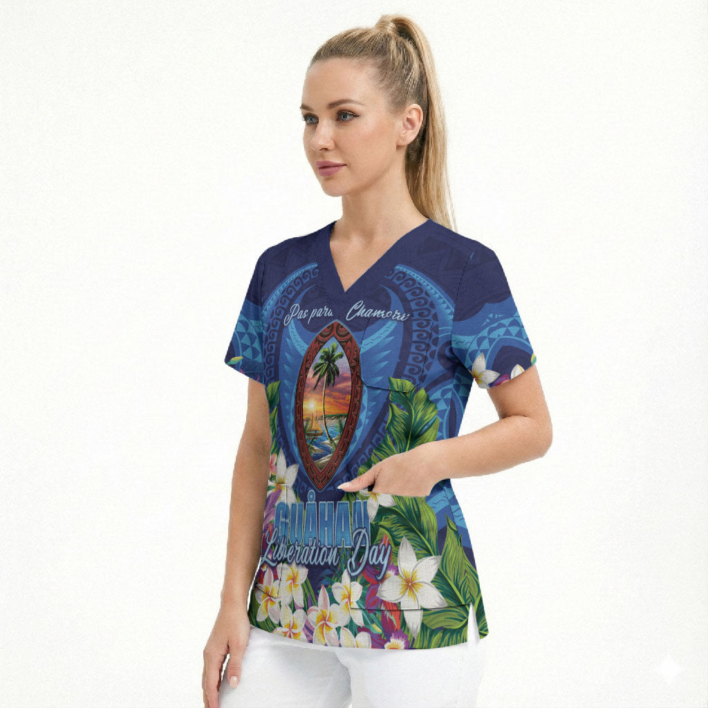 Guam Liberation Day Scrub Top Pas Para I Chamoru LT05 - Polynesian Pride