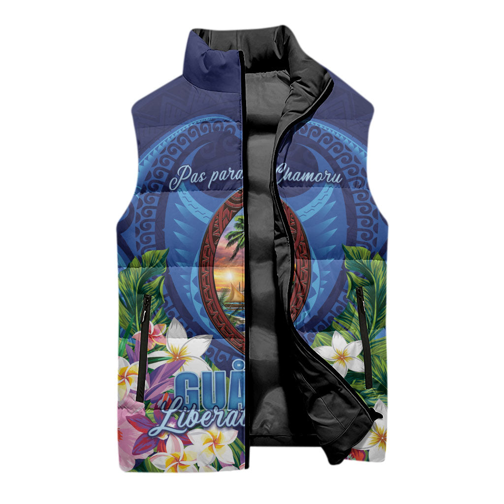 Guam Liberation Day Sleeveless Puffer Jacket Pas Para I Chamoru LT05 - Polynesian Pride