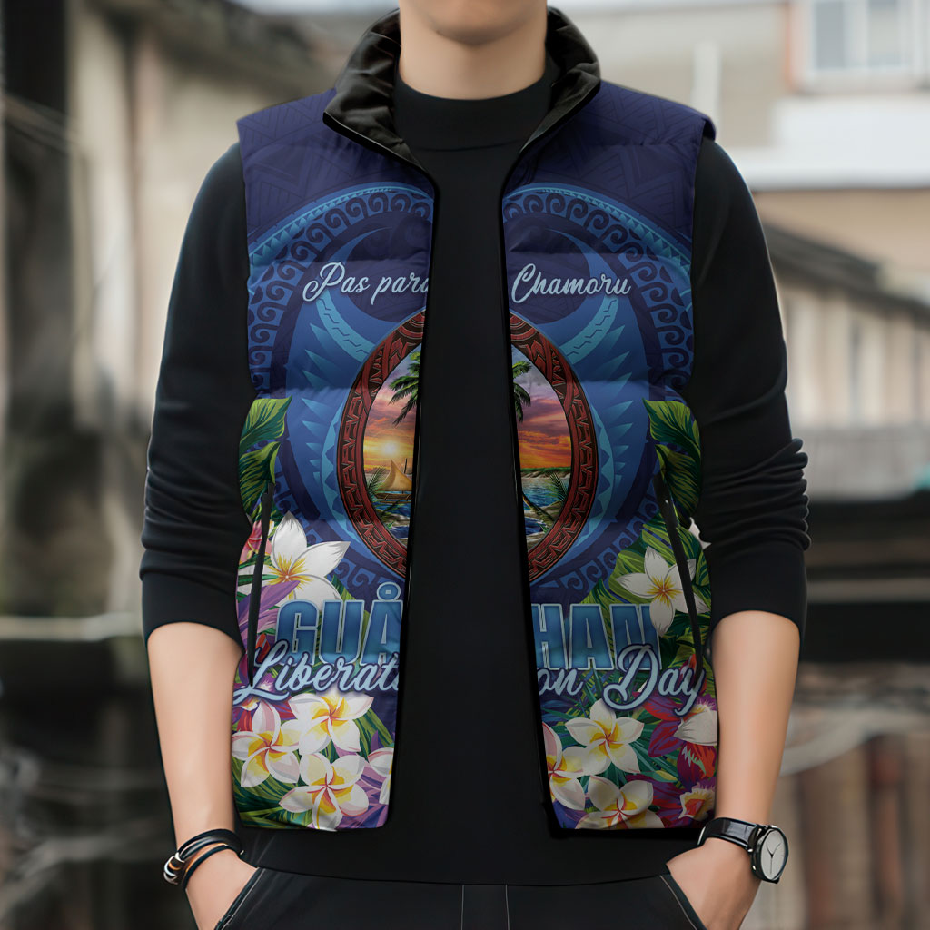 Guam Liberation Day Sleeveless Puffer Jacket Pas Para I Chamoru LT05 - Polynesian Pride