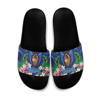 Guam Liberation Day Slide Sandals Pas Para I Chamoru LT05 Navy - Polynesian Pride