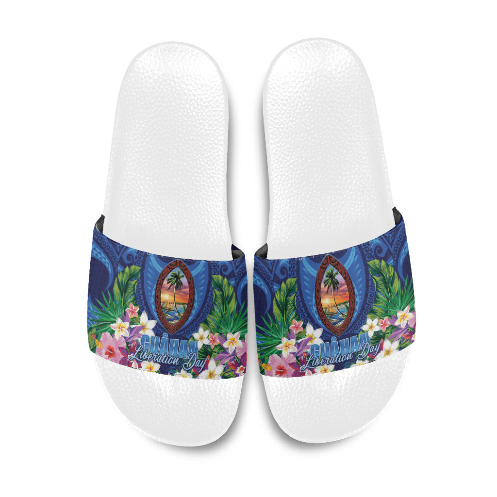 Guam Liberation Day Slide Sandals Pas Para I Chamoru LT05 Navy - Polynesian Pride