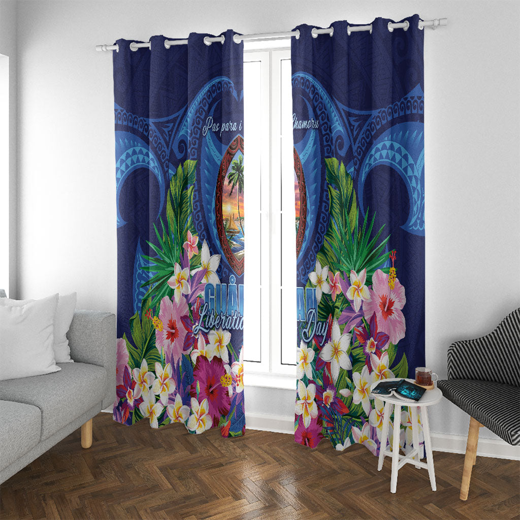 Guam Liberation Day Window Curtain Pas Para I Chamoru LT05 With Grommets Navy - Polynesian Pride