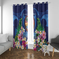 Guam Liberation Day Window Curtain Pas Para I Chamoru LT05 With Grommets Navy - Polynesian Pride