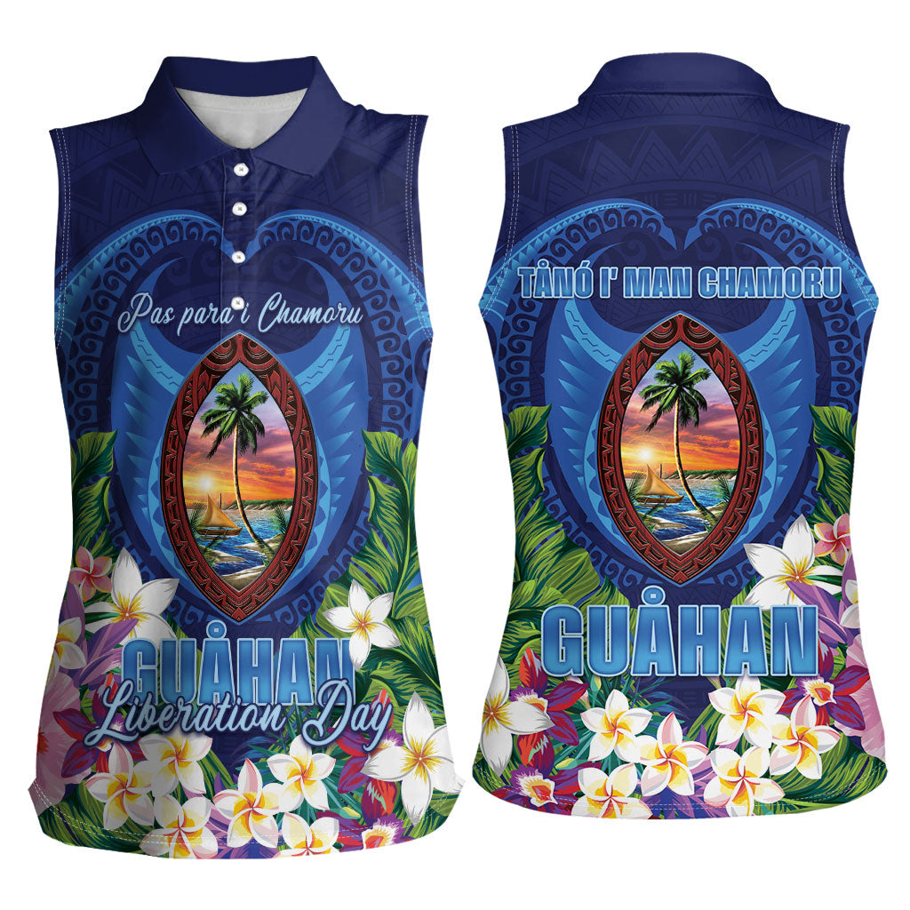 Guam Liberation Day Women Sleeveless Polo Shirt Pas Para I Chamoru LT05 - Polynesian Pride